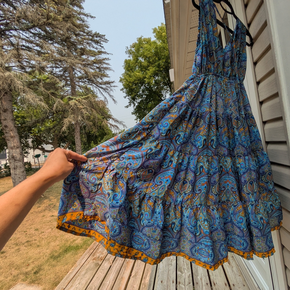 Paisley Blue and Orange Mexi Dress